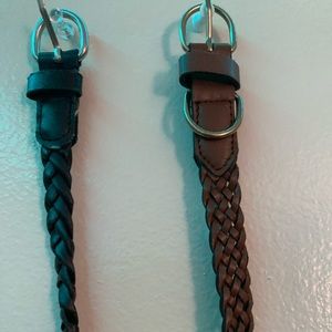 two brown woven belts